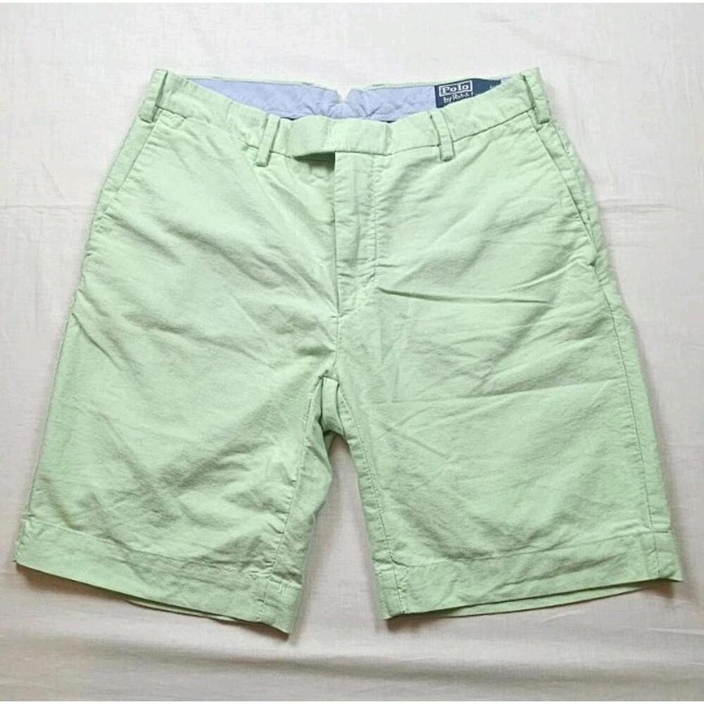 VTG Polo Ralph Lauren Shorts Mens 32 Green Chambray Chino Preppy Classy Casual